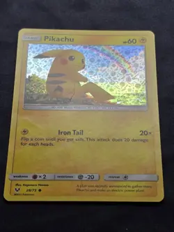 Pikachu 28/73 Sequine Holo Shining Legends 2017 Pokemon TCG MP - Image 2