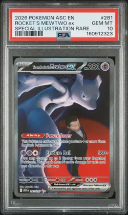 2026 POKEMON ASC EN-ASCENDED HEROES #281 TEAM ROCKET'S MEWTWO EX PSA 10 - Image 1