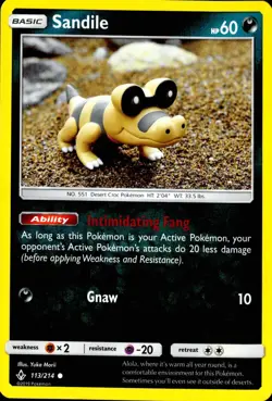 SANDILE 113/214 COMMON UNBROKEN BONDS POKEMON NM - Image 1