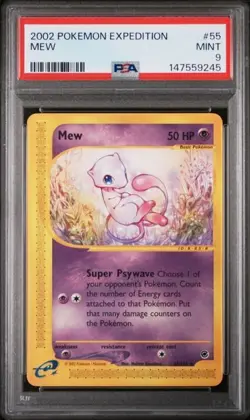 Pokemon 2002 Expedition Mew Non-Holo Card PSA 9 - Image 1
