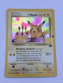 Pokemon Celebrations Promo Birthday Pikachu Foil Card Rare #24-*Writing On Card* - Image 1