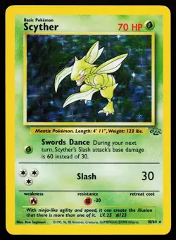 Scyther 10/64 Unlimited Holo Rare Jungle Pokemon Card - Image 1
