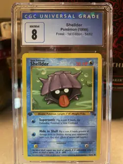 Graded TCG Card Shellder #54 Fossil 1999 1ST EDITION CGC 8 NM/MINT!! Vintage!! - Image 1