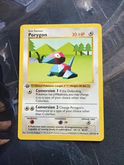 Pokemon Cards Porygon 39/102 1st Edition Base Set Shadowless WOTC Uncommon NM - Image 1