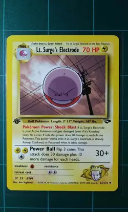 Pokemon Card Gym Challenge # 52 Lt. Surge's Electrode 1st Edition Uncommon NM - Image 1