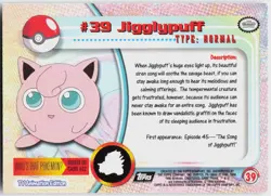 Jigglypuff Foil #39 Topps Trading Cards Series 1 Pokemon NM - Image 3