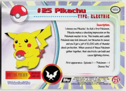 Pikachu #25 Foil Topps Trading Cards Series 1 Pokemon MP - Image 3
