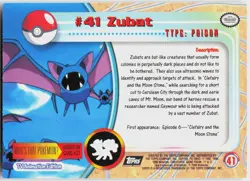 Zubat Foil #41 Topps Trading Cards Series 1 Pokemon NM - Image 3