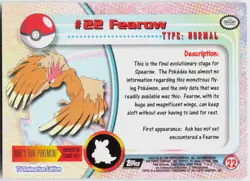 Fearow Foil #22 Topps Trading Cards Series 1 Pokemon NM - Image 3