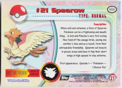 Spearow Foil #21 Topps Trading Cards Series 1 Pokemon NM - Image 3