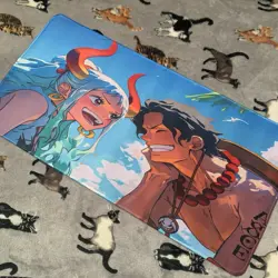 Yamato And Portgas D Ace Rubber Playmat Tcg Trading Card Game Gaming Mouse Pad - Image 1