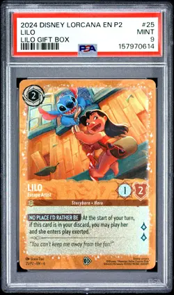 2024 DISNEY LORCANA EN P2-PROMO LILO GIFT BOX #25 LILO - ESCAPE ARTIST PSA 9 - Image 1