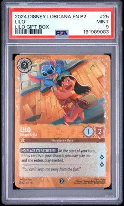 2024 DISNEY LORCANA EN P2-PROMO LILO GIFT BOX #25 LILO - ESCAPE ARTIST PSA 9 - Image 1