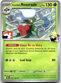 Cynthia's Roserade 008/182 Rare Prize Pack Series Cards Pokemon Holo Near Mint - Image 1