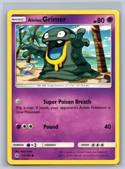 Alolan Grimer 57/149 Common SM Base Set Pokemon Card Lightly Played - Image 1