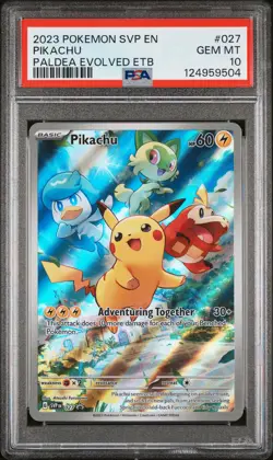 2023 POKEMON SVP EN-SV BLACK STAR PROMO #027 PIKACHU PSA 10 - Image 1