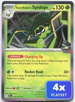 Playset of 4 Team Rocket's Spidops 019/217 Rare Ascended Heroes Pokemon Holo NM - Image 1