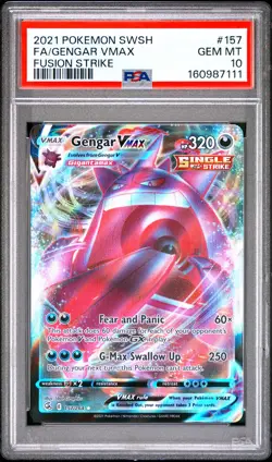2021 POKEMON SWORD & SHIELD FUSION STRIKE #157 FULL ART/GENGAR VMAX PSA 10 - Image 1
