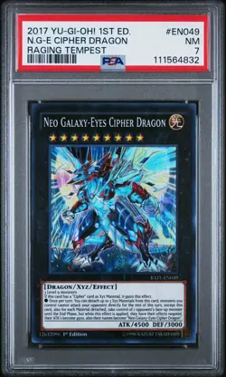 Yugioh Neo Galaxy-Eyes Cipher Dragon RATE-EN049 Super Rare 1st Ed PSA 7 Pop Of 2 - Image 1