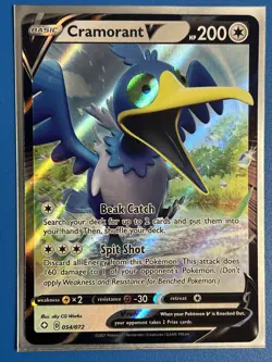 CRAMORANT V - 054/072 - Ultra Rare - Shining Fates - POKEMON TCG NM + Card Saver - Image 1