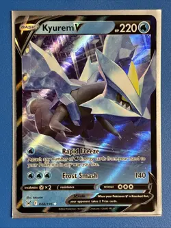 Pokemon TCG Kyurem V SWSHLost Origin 048/196 Holo Ultra Rare NM + Card Saver - Image 1