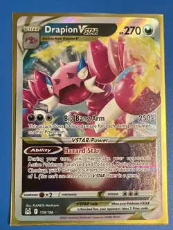 Pokemon TCG Drapion VSTAR Sword & Shield Lost Origin 119/196 Ultra + Card Saver - Image 1