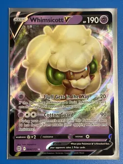 Pokemon TCG Whimsicott V 064/172 SWSH Brilliant Stars Ultra Rare NM + Card Saver - Image 1