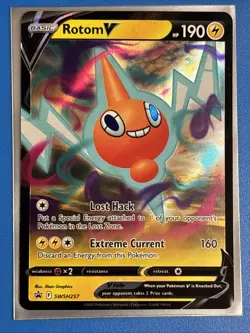 ROTOM V SWSH257 Black Star Promo Sword & Shield NM Pokemon TCG + Card Saver - Image 1