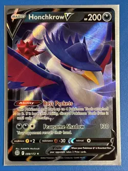 Honchkrow V 088/172 Pokemon Swsh09 Brilliant Stars Ultra Rare Holo + Card Saver - Image 1