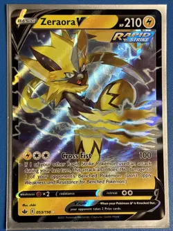Zeraora V 053/198 Ultra Rare Holo Chilling Reign Pokemon NM + Card Saver - Image 1