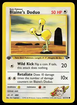 Blaine's Doduo 61/132 1st Edition Common Gym Challenge Pokemon Card - Image 1