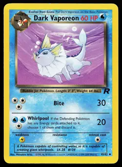 Dark Vaporeon 45/82 Uncommon Team Rocket Pokemon Card - Image 1