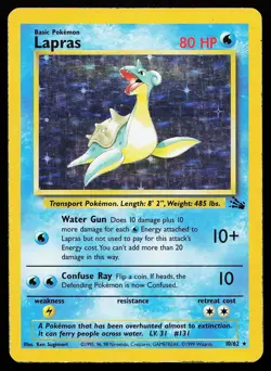 Lapras 10/62 Unlimited Holo Rare Fossil Pokemon Card - Image 1