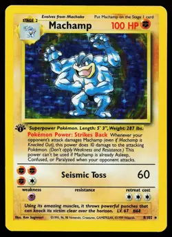 Machamp 8/102 1st Edition Holo Rare Base Set Unlimited Pokemon Card - Image 1
