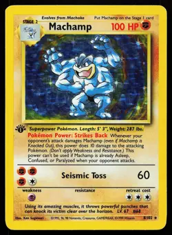 Machamp 8/102 1st Edition Holo Rare Base Set Unlimited Pokemon Card - Image 1