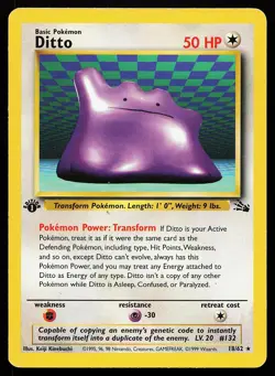 Ditto 18/62 1st Edition Rare Fossil Pokemon Card - Image 1