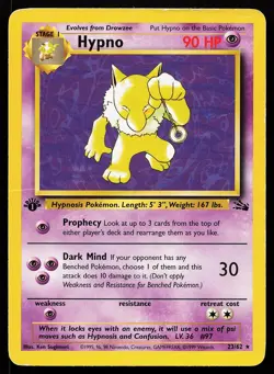 Hypno 23/62 1st Edition Rare Fossil Pokemon Card creased - Image 1