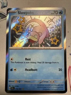 Pokemon TCG Slowpoke Holo Shiny Rare Card 116/091 Sv: Paldean Fates NM - Image 1