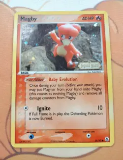 Magby Legend Maker Stamped Holo 58/92 W/Swirl Pokemon Card - Image 1
