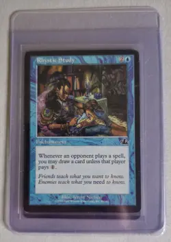 Rhystic Study 45/143 MP Enchantment 2000 Magic Prophecy Card Magic the Gathering - Image 3