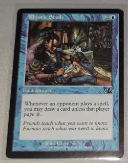 Rhystic Study 45/143 MP Enchantment 2000 Magic Prophecy Card Magic the Gathering - Image 4