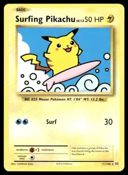 Pokemon Cards Surfing Pikachu 111/108 Evolutions Secret Rare LP - Image 1