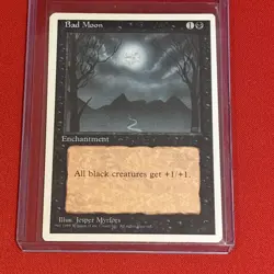 MTG Bad Moon 4th Edition 4ED Rare Black Enchantment Black Creatures Get +1/+1 - Image 1