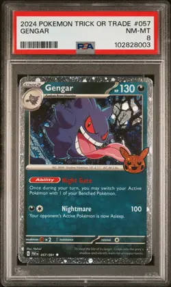 2024 POKEMON TRICK OR TRADE #057 GENGAR PSA 8 - Image 1