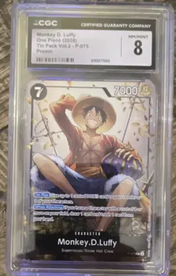 One Piece Monkey D. Luffy P-075 - Tin Pack Vol.2 - Promo - Foil - CGC 8 (2026) - Image 1