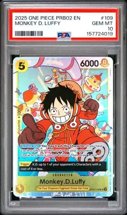 2025 One Piece PRB02 Monkey D. Luffy PSA 10 GEM SUPER RARE Extended Art #109 - Image 1