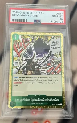 2025 One Piece OP12 EN Dead Man's Game #037 PSA 10 GEM MINT - Image 1