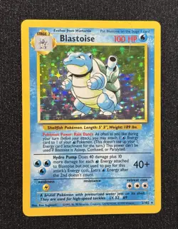 Base Set Blastoise Holo 2/102 1999 Wizards Vintage Pokemon TCG Played Card - Image 2