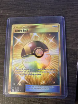 Pokemon TCG Ultra Ball Gold Secret Rare Holo Card 161/149 Sun and Moon Set - Image 1