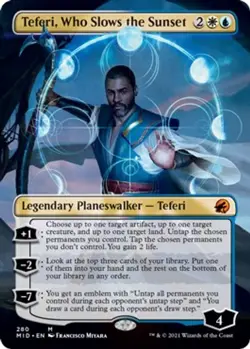 Teferi, Who Slows the Sunset (Borderless) [Innistrad: Midnight Hunt - 280] NM - Image 1